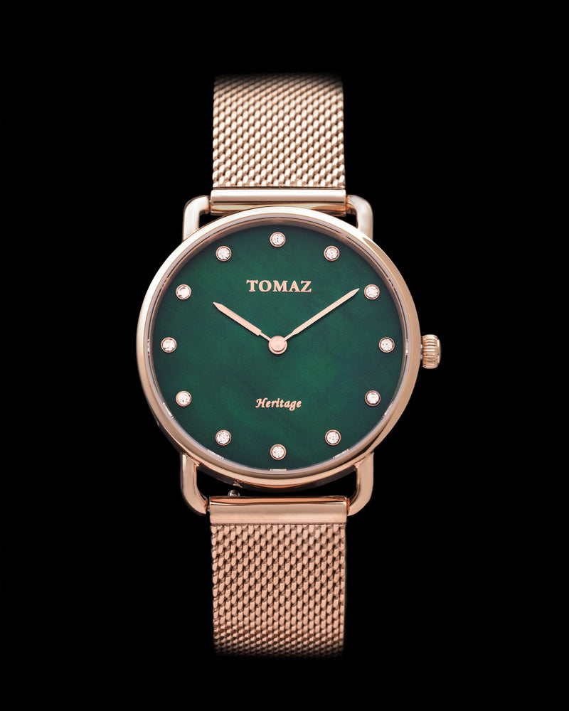 Tomaz Ladies Watch G1L-D16 Marble (Rose Gold/Green) Rosegold Mesh Strap