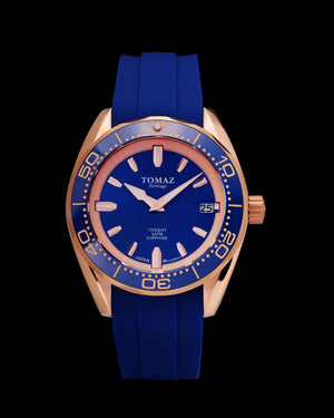 
                  
                    Load image into Gallery viewer, Trident GR03A-D7 (Rosegold/Blue) Blue Silicone Strap
                  
                