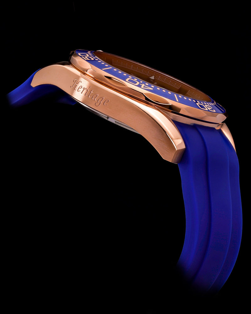 
                  
                    Load image into Gallery viewer, Trident GR03A-D7 (Rosegold/Blue) Blue Silicone Strap
                  
                