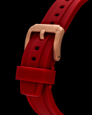 
                  
                    Load image into Gallery viewer, Trident GR03A-D8 (Rosegold/Black) Red Silicone Strap
                  
                