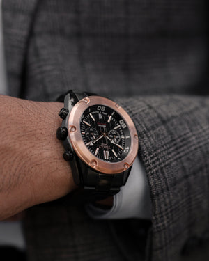 
                  
                    Load image into Gallery viewer, Hector GR04B-D14 Gun Metal (Black Rosegold) Full Black Stainless Steel
                  
                