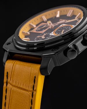 
                  
                    Load image into Gallery viewer, Jezper TQ021A-D2 (Black/Yellow) Yellow Bamboo Leather Strap
                  
                