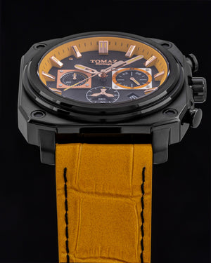 
                  
                    Load image into Gallery viewer, Jezper TQ021A-D2 (Black/Yellow) Yellow Bamboo Leather Strap
                  
                