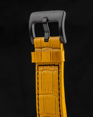 
                  
                    Load image into Gallery viewer, Jezper TQ021A-D2 (Black/Yellow) Yellow Bamboo Leather Strap
                  
                