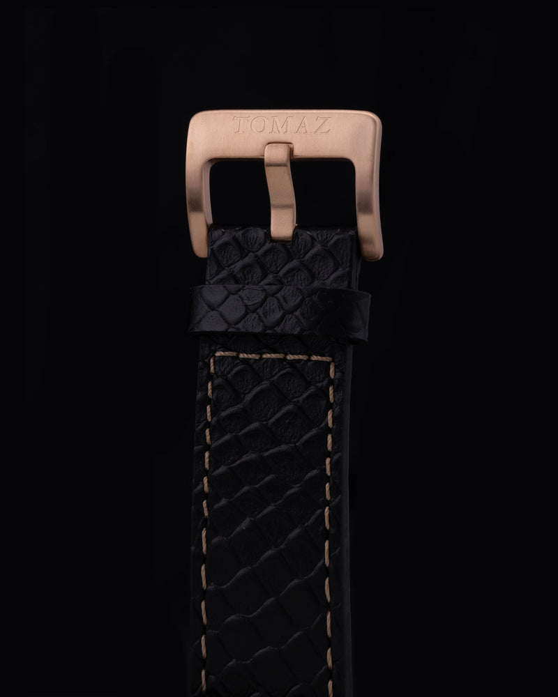 
                  
                    Load image into Gallery viewer, Jezper TQ021A-D3 (Rosegold/Black) Black Salmon Leather Strap
                  
                