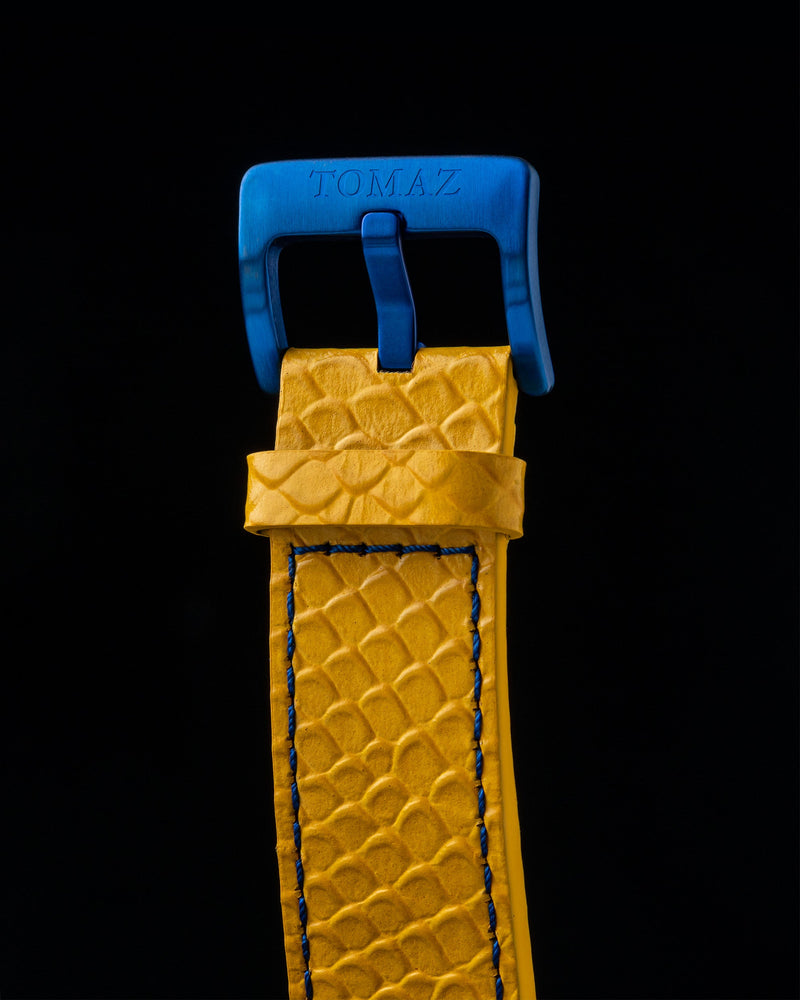 
                  
                    Load image into Gallery viewer, Jezper TQ021A-D8 (Blue/Yellow) Yellow Salmon Leather Strap
                  
                