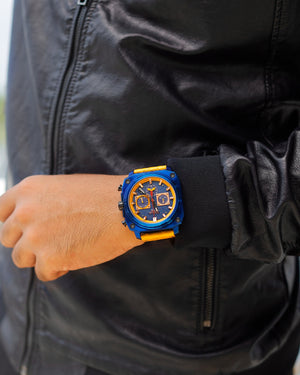 
                  
                    Load image into Gallery viewer, Jezper TQ021A-D8 (Blue/Yellow) Yellow Salmon Leather Strap
                  
                