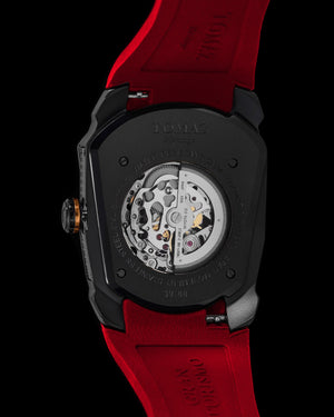 
                  
                    Load image into Gallery viewer, GT Dragon TW028E-D4 (Black) with Red Swarovski (Red Rubber Strap)
                  
                