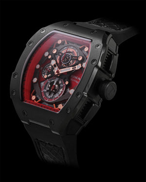 
                  
                    Load image into Gallery viewer, AK47 TW032-D2 (Black/Red) Black Leather with Rubber Strap
                  
                