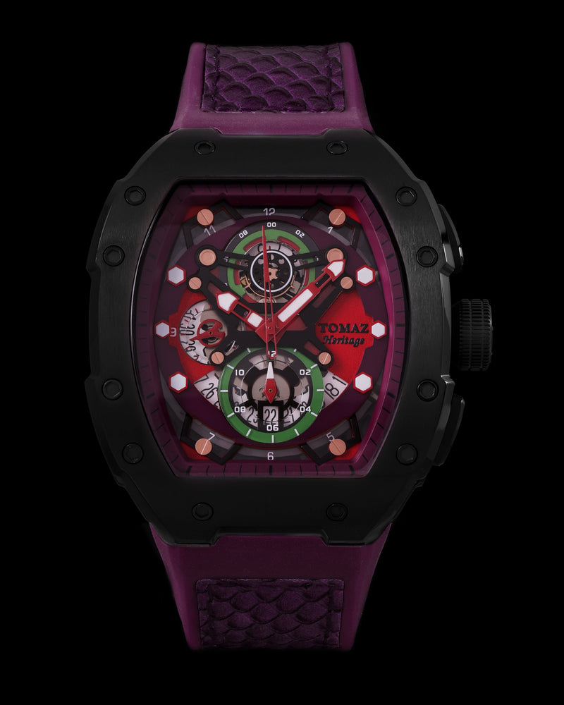 
                  
                    Load image into Gallery viewer, AK47 TW032-D4 (Black/Purple) Purple Leather with Rubber Strap
                  
                